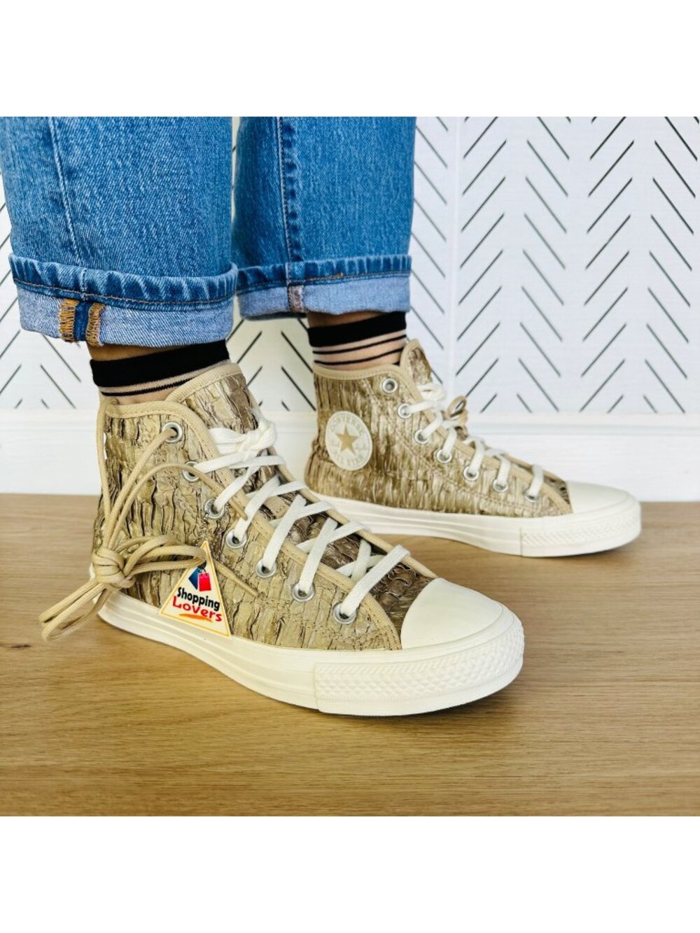 ⭐Converse Chuck Taylor All Star Hi Women Luxe Shoes 7 Satin Gold Sneaker A09782C